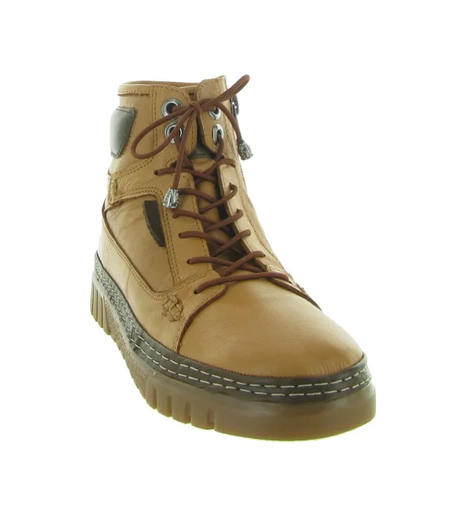 chaussures a lacets - Détente - femme - Cuir - Camel - Madory