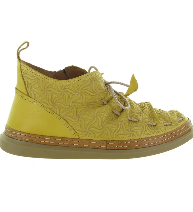 chaussures a lacets - Détente - femme - Cuir - Jaune - Madory