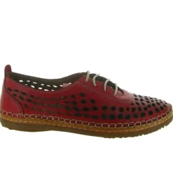 chaussures a lacets - Détente - femme - Cuir - Rouge - Madory