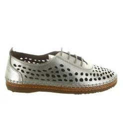 chaussures a lacets - Détente - femme - Cuir - Argent - Madory