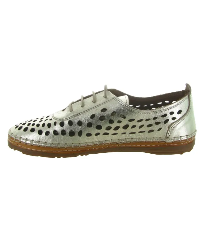 chaussures a lacets - Détente - femme - Cuir - Argent - Madory