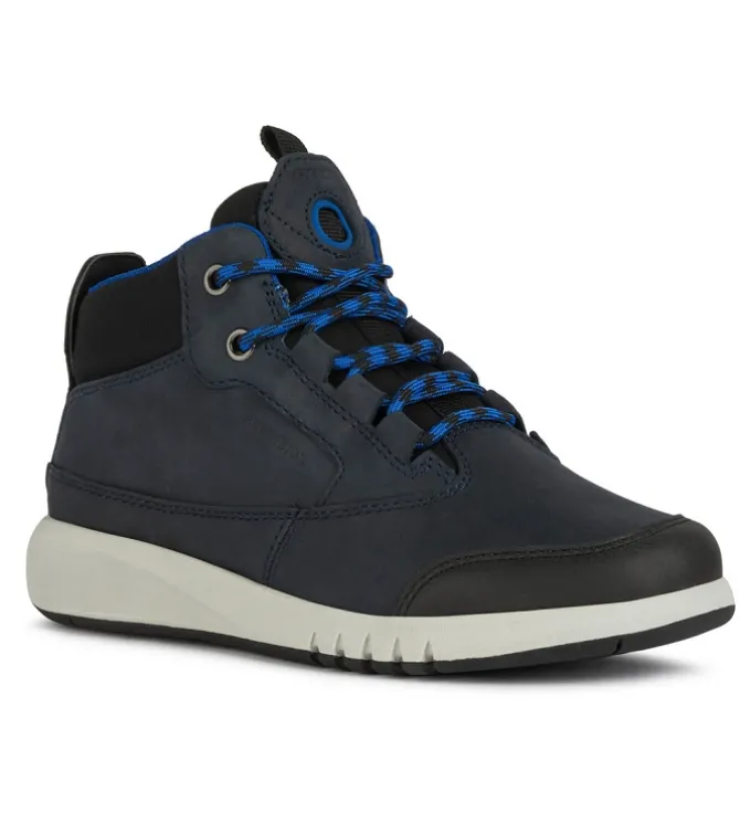 chaussures a lacets - - junior garcon - Nubuck - Bleu Marine - Geox