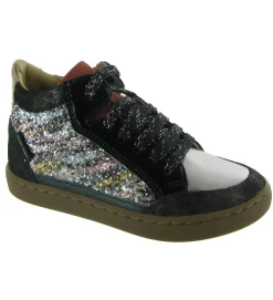 chaussures a lacets - Semelle souple - junior fille - Cuir - Glitter - Paillettes - Shoo pom