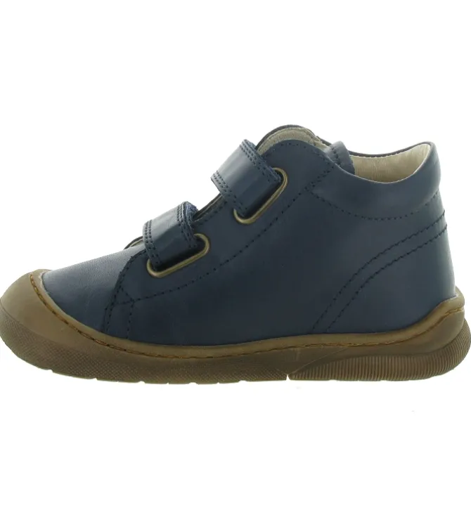 chaussures a scratch - - junior garcon - Cuir - Bleu Marine - Naturino
