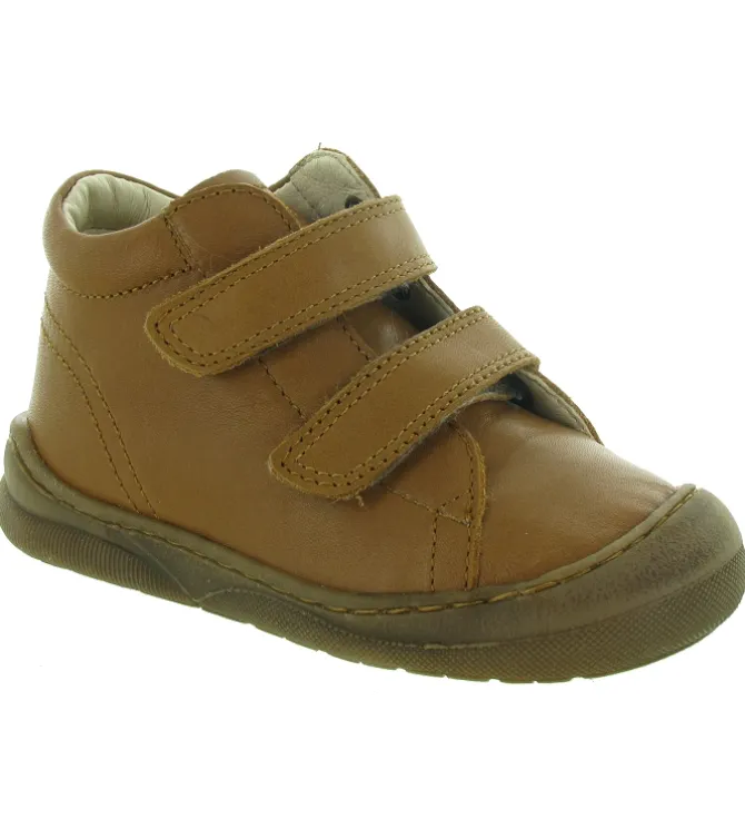 chaussures a scratch - - junior garcon - Cuir - Marron - Naturino
