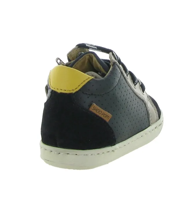 chaussures bebe du 18 au 27 - - bebe garcon - Cuir - Bleu Marine - Shoo pom