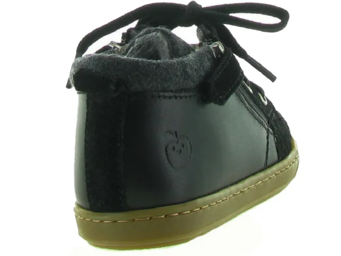 chaussures bebe du 18 au 27 - Semelle souple - bebe garcon - Cuir - Noir - Shoo pom