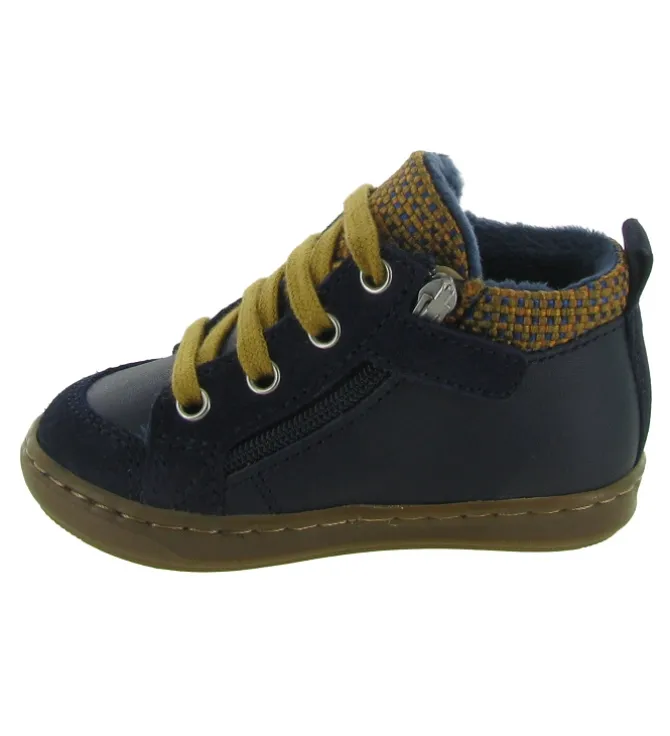 chaussures bebe du 18 au 27 - Semelle souple - bebe garcon - Cuir - Bleu - Shoo pom