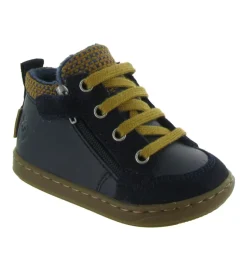 chaussures bebe du 18 au 27 - Semelle souple - bebe garcon - Cuir - Bleu - Shoo pom
