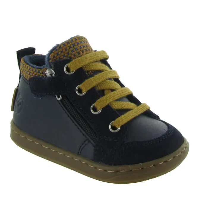 chaussures bebe du 18 au 27 - Semelle souple - bebe garcon - Cuir - Bleu - Shoo pom