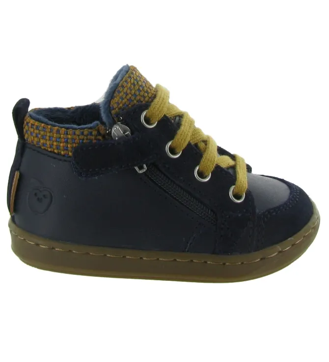chaussures bebe du 18 au 27 - Semelle souple - bebe garcon - Cuir - Bleu - Shoo pom