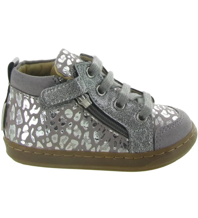 chaussures bebe du 18 au 27 - Semelle souple - bebe fille - Nylon - Gris - Shoo pom