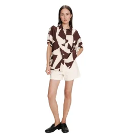 chemise - MANCHE COURTE - vetement femme - Synthétique - Chocolat - Grace and mila