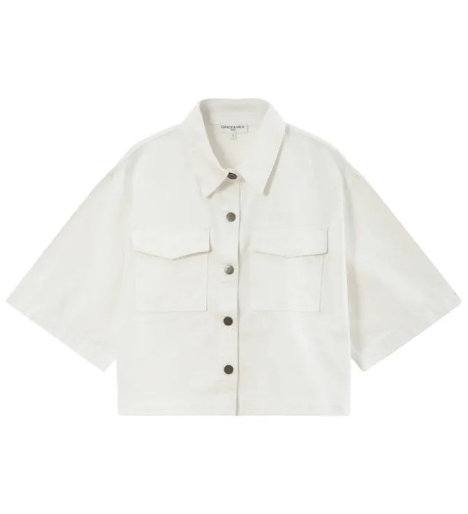 chemise - MANCHE COURTE - vetement femme - Coton - Blanc - Grace and mila