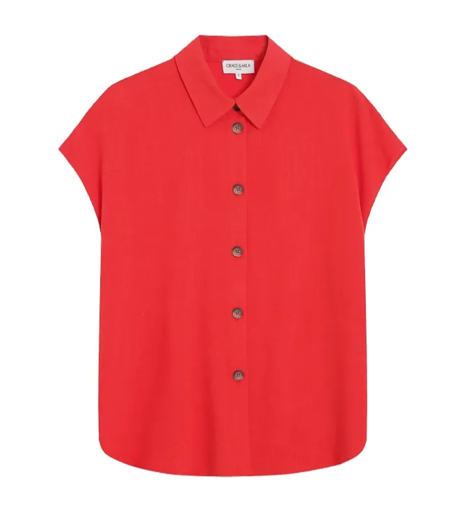 chemise - MANCHE LONGUE - vetement femme - Textile - Orange - Grace and mila