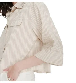 chemise - MANCHE LONGUE - vetement femme - Coton - Beige - Grace and mila