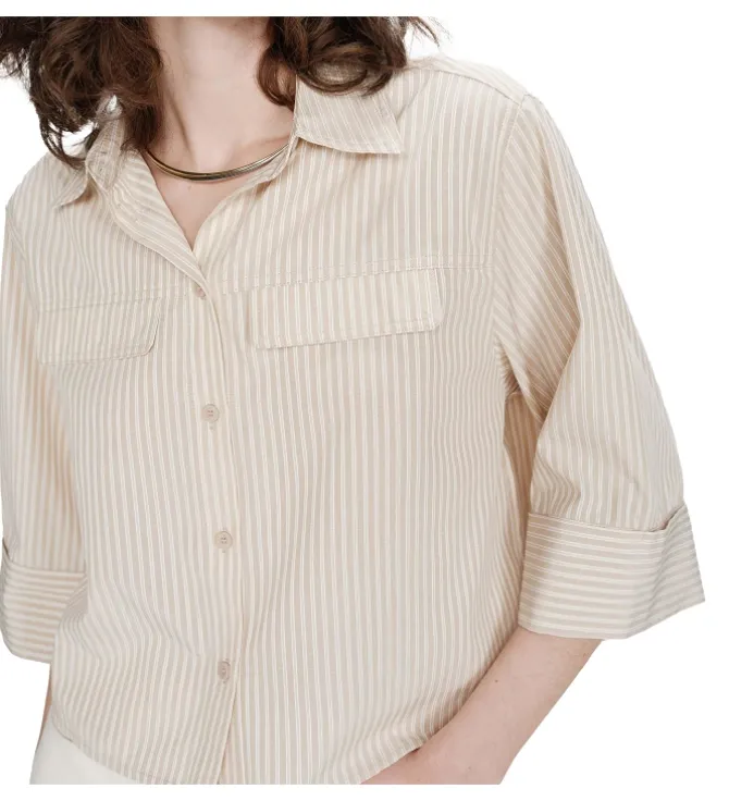 chemise - MANCHE LONGUE - vetement femme - Coton - Beige - Grace and mila