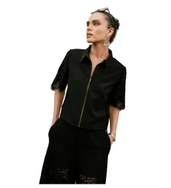 gilet - MANCHE LONGUE - vetement femme - Coton - Noir - Freeman t.porter