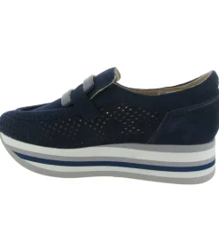 mocassins - Compensé - femme - Cuir - Bleu - Softwaves