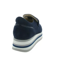 mocassins - Compensé - femme - Cuir - Bleu - Softwaves
