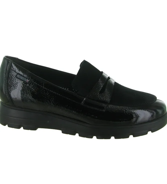 mocassins - Compensé - femme - Cuir - Noir - Mephisto