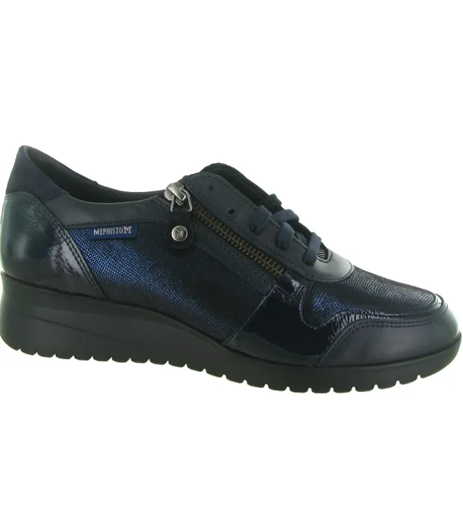 mocassins - Compensé - femme - Cuir - Bleu Marine - Mephisto
