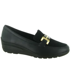 mocassins - Compensé - femme - Cuir - Noir - Ara