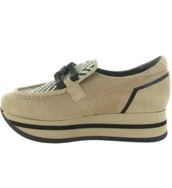 mocassins - Compensé - femme - Cuir - Beige - Softwaves