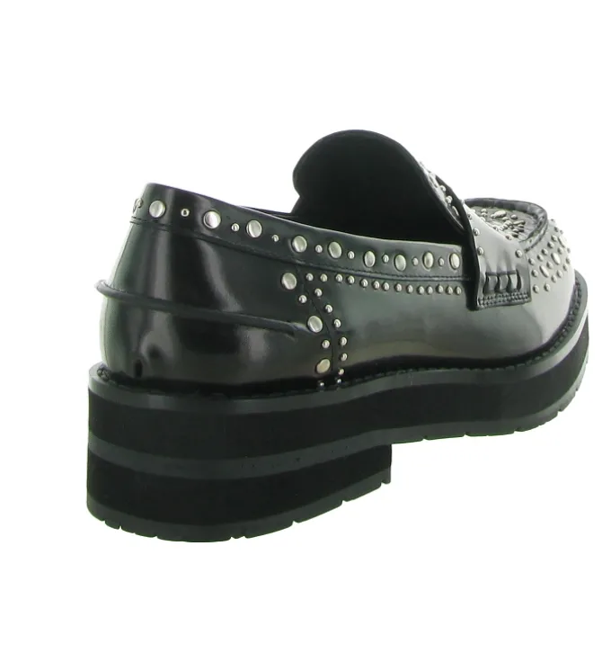 mocassins - Compensé - femme - Cuir - Noir - Bibi lou