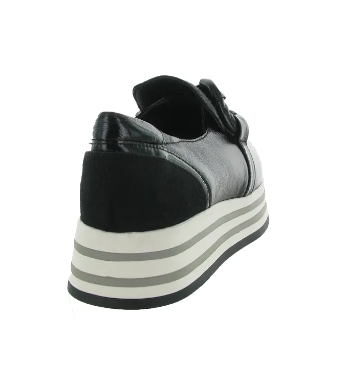 mocassins - Compensé - femme - Cuir - Noir - Regarde le ciel...
