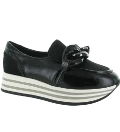 mocassins - Compensé - femme - Cuir - Noir - Regarde le ciel...