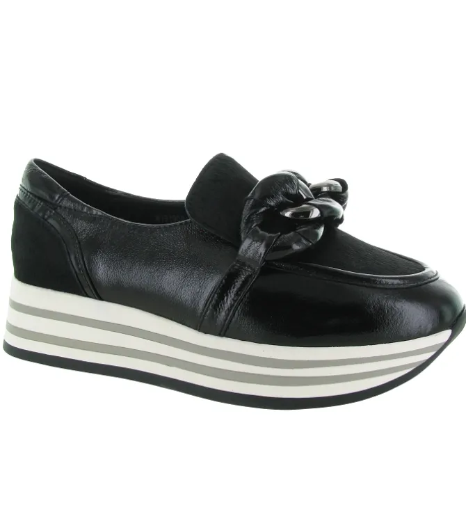 mocassins - Compensé - femme - Cuir - Noir - Regarde le ciel...