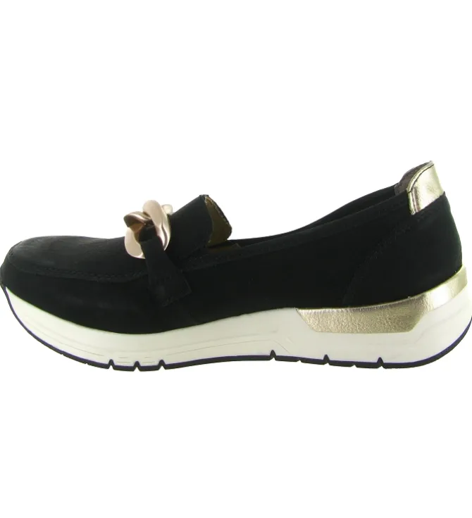 mocassins - Compensé - femme - Cuir - Noir - Rieker
