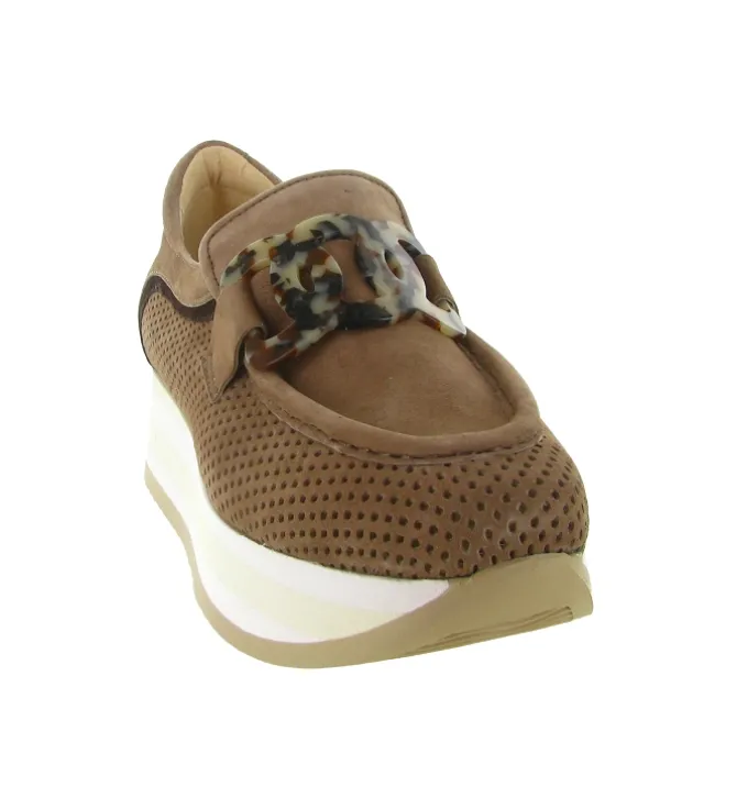 mocassins - Compensé - femme - Cuir - Chestnut - Softwaves