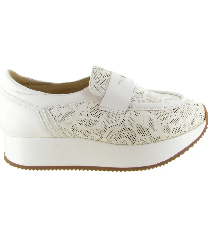 mocassins - Compensé - femme - Cuir - Blanc - Softwaves