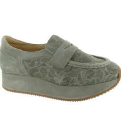 mocassins - Compensé - femme - Cuir - Vert amande - Softwaves