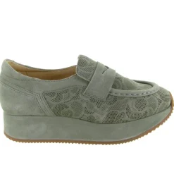 mocassins - Compensé - femme - Cuir - Vert amande - Softwaves
