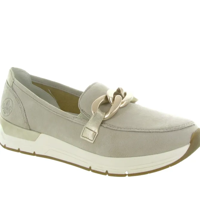 mocassins - Compensé - femme - Cuir - Or - Rieker