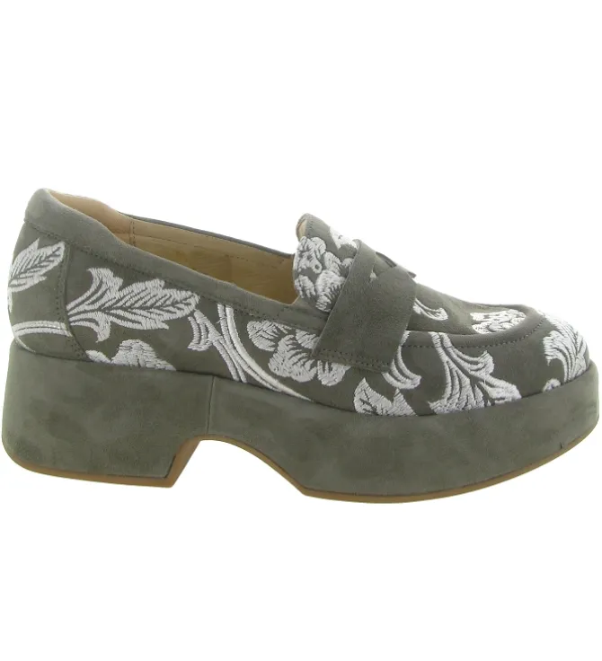 mocassins - Compensé - femme - Cuir - Kaki - Softwaves