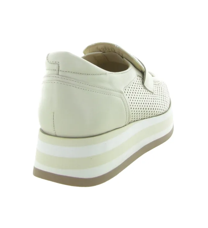 mocassins - Compensé - femme - Nubuck - Crème - Softwaves
