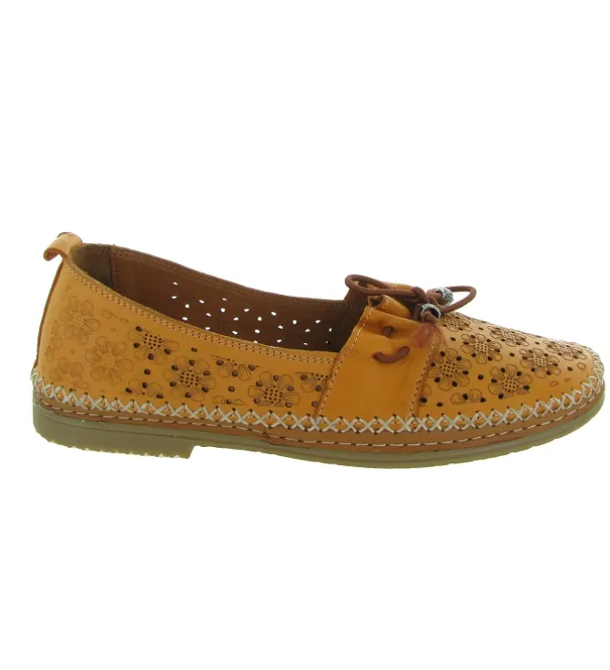mocassins - Décontracté - femme - Cuir - Orange - Madory