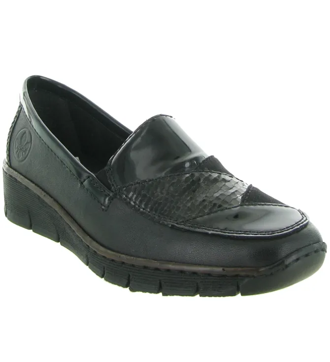 mocassins - Elégant - femme - Cuir - Noir - Rieker