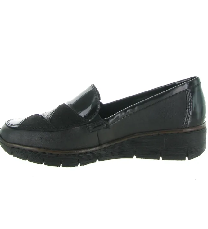 mocassins - Elégant - femme - Cuir - Noir - Rieker