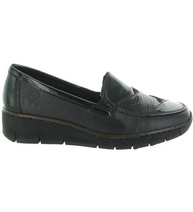mocassins - Elégant - femme - Cuir - Noir - Rieker