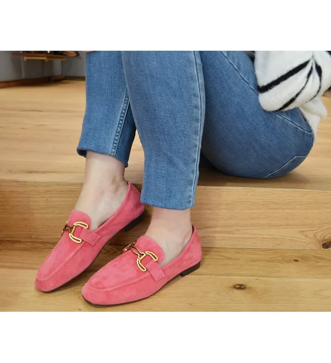 mocassins - Elégant - femme - Cuir - Rose - Bibi lou