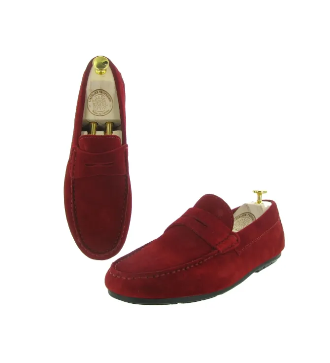 mocassins - Elégant - homme - Nubuck - Rouge - Atelier tropezien