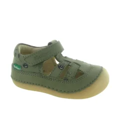 pre marche du 16 au 23 - Semelle souple - bebe garcon - Cuir - Vert - Kickers