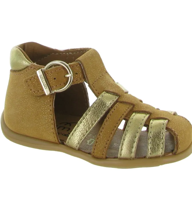 pre marche du 16 au 23 - Semelle souple - bebe fille - Cuir laminé - Camel - Bellamy