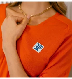 pull - MANCHE COURTE - vetement femme - Coton - Orange - Freeman t.porter