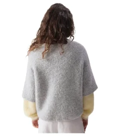 pull - MANCHE LONGUE - vetement femme - Coton - Gris - American vintage